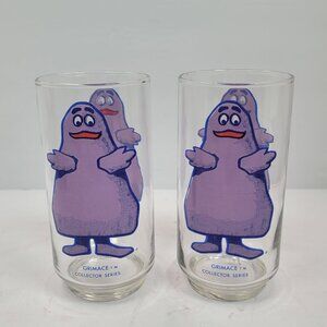 VTG McDonalds Grimace Collector Series 1977 Glass Tumbler Set Of 2